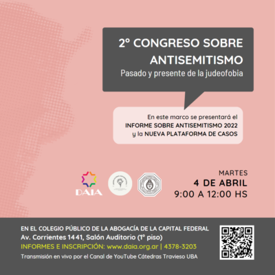 2° Congreso sobre Antisemitismo: La DAIA presentará su Informe Anual y la nueva plataforma «Antisemitismo en la Argentina»